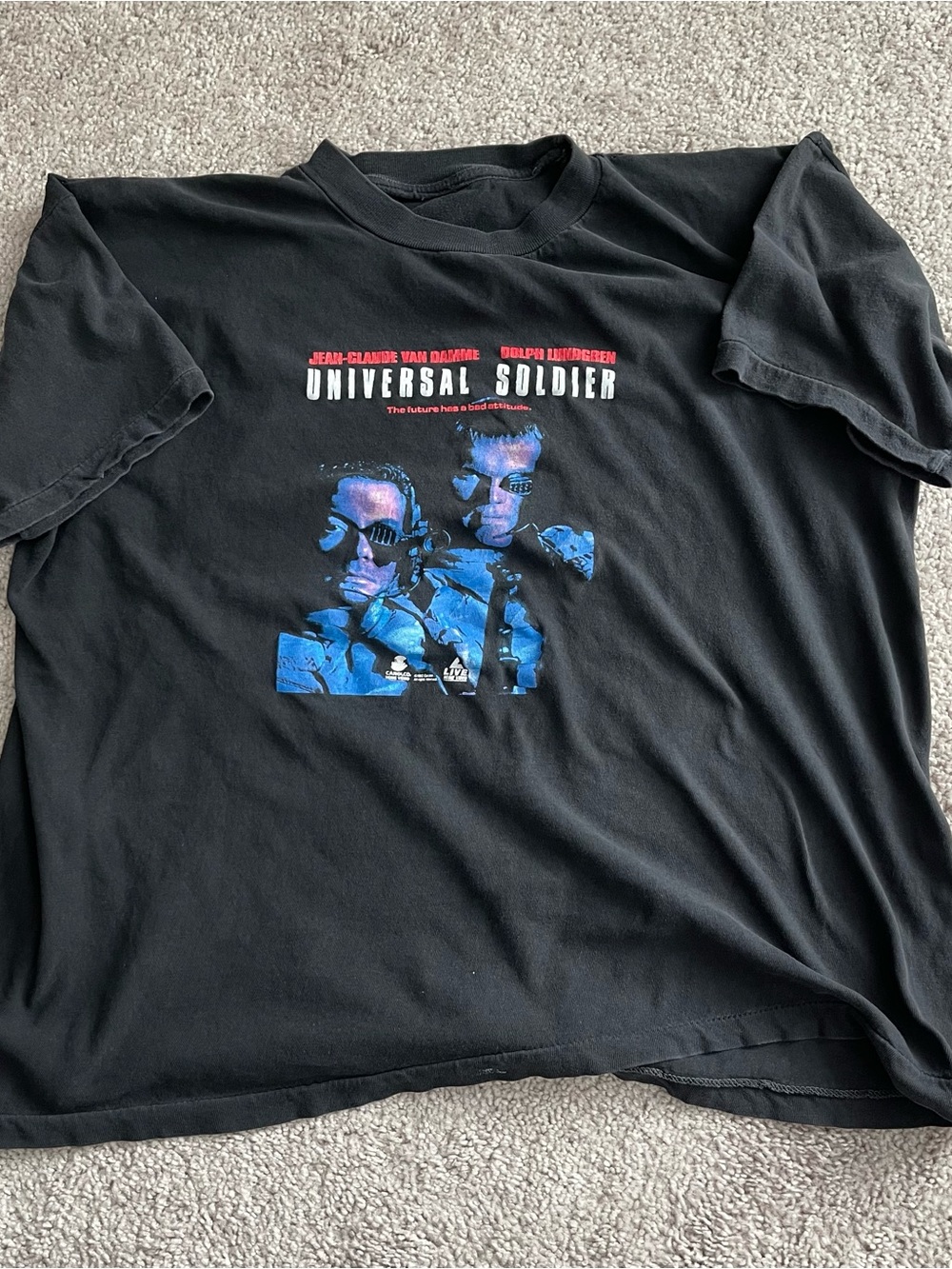 Vintage 1992 Universal Soldier Home Video Promo Tee Van Damme Lundgren 24x24